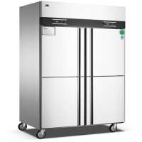 Upright Double temperature stainless steel Kitchen refrigerator /bottom frozen freezer